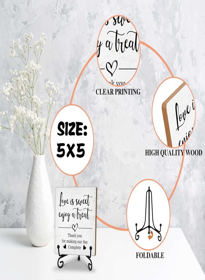 Zmyollo Romantic Wooden Sign With Stand, 'Love Is Sweet Enjoy A Treat' For Dessert Table, Perfect For Wedding, Bridal Shower, Anniversary & Valentine's Day Parties, B17 - Image 2